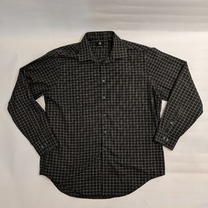 Calvin Klein Mens Dark Plaid Slim Fit Button Up XL